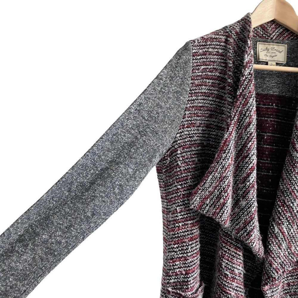 LUCKY Brand Waterfall Cardigan Chunky Knit Open Drape Sweater Wool Blend Cozy - Picture 6 of 14